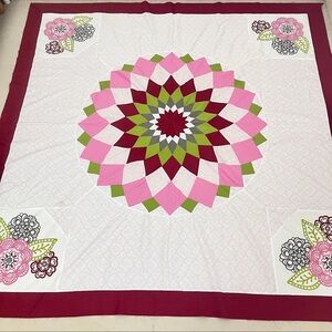 Handmade Tropical Garden Patchwork Cotton Queen Size Sewing Quilt Top/topper